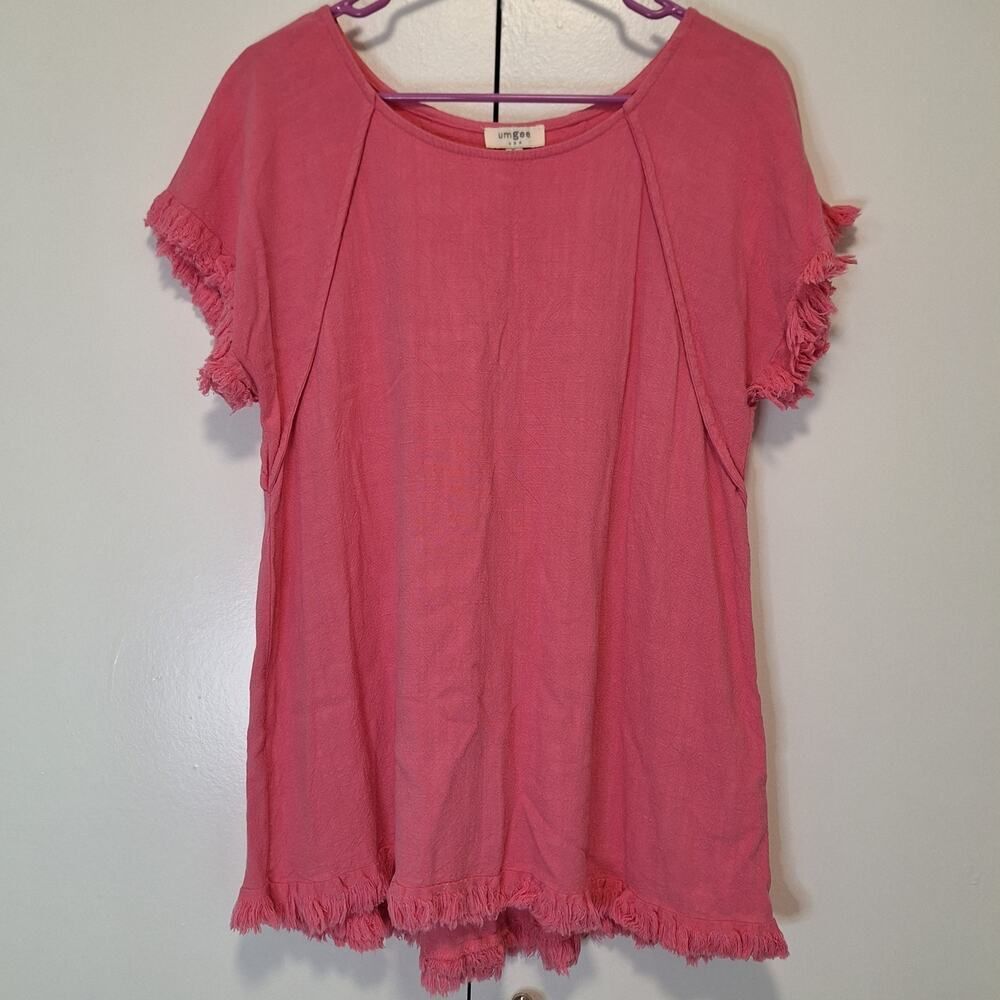 Umgee Linen Blend High Low Top